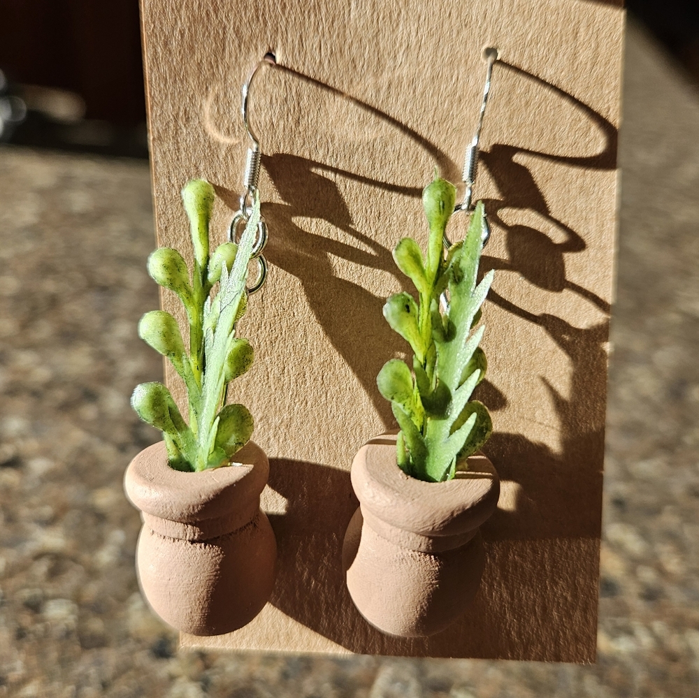 Handmade Potted Plant Earrings